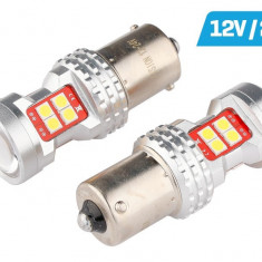 Bec Vision R5w / R10w Ba15s 12/24v 13x 3030 Smd Led, Nepolar, Canbus, Alb, 2 Buc. 58310