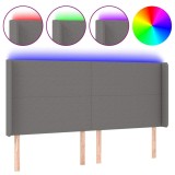 Cumpara ieftin Tablie de pat cu LED, gri inchis, 183x16x118/128 cm, textil