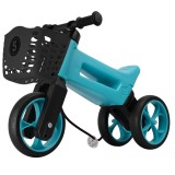 Bicicleta fara pedale cu cosulet pentru ghidon Funny Wheels Rider SuperSport Aqua-Aqua/Black, 18+ luni