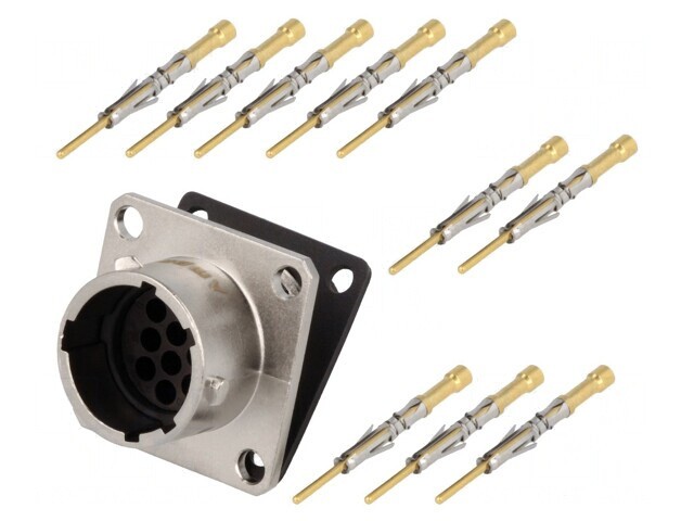 Conector circular RT360 soclu tată crimpat PIN 10 7,5A IP67