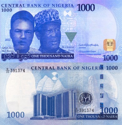 NIGERIA 1.000 naira 2022 P-49 UNC!!! foto