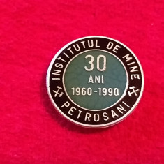 Insigna minerit - INSTITUTUL de MINE PETROSANI (aniversare 30 de ani 1960-1990)