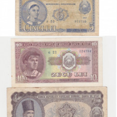 ROMANIA RPR 1, 3, 5, 10, 25, 100 LEI 1952 F