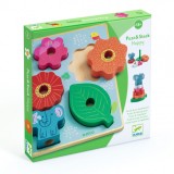 Set de puzzle si joc de stivuire cu flori din lemn,+18 luni