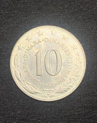 Moneda 10 dinari 1981 Iugoslavia foto