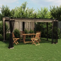 vidaXL Foișor cu pereți din plasă, gri taupe, 4x3 m, oțel 4003913