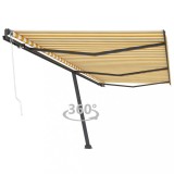 VidaXL Copertină autonomă retractabilă automat galben&amp;alb 600x300 cm