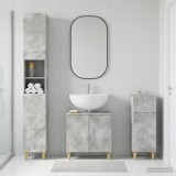 Cumpara ieftin Set de cabinet pentru baie cu 3 piese DELFT Gri Beton