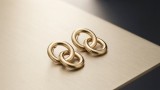 Cumpara ieftin Cercei Dama din Argint 925 Placati cu Aur , Model Sculptural Interlaced Doar Cercuri Interconectate, 4cm,
