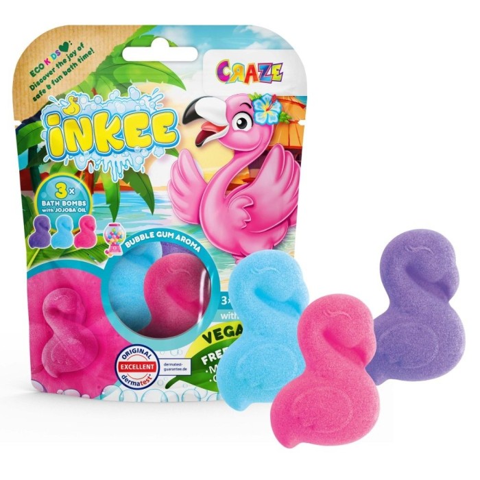 Craze - Bombe de baie Inkee 3 buc asortate in forma de Flamingo