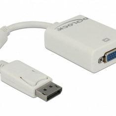 Adaptor DisplayPort la VGA 15 pini T-M alb, Delock 61766