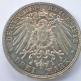 Germania, Saxonia 3 mark/marci 1913 E Bătălia de la Leipzig, argint, Europa