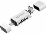 Cititor de carduri SD, MicroSD cu conectare USB-C, USB, MicroUSB Sandberg 136-28, argintiu