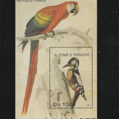 S. Tome e Principe 1992-Fauna,Pasari,Papagali,colita dantelata,MNH,Mi.Bl.285