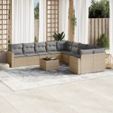 vidaXL Set canapele de grădină cu perne, 11 piese, bej, poliratan 3251856