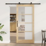 Ușa glisantă vidaXL cu set hardware &#039;ORKDAL&#039;Lemn masiv &amp; Sticlă