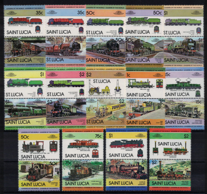 ST. LUCIA 1983/1984 - Trenuri celebre (Lideri modiali) / serii complete MNH
