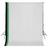 VidaXL Set studio foto cu 3 fundaluri de bumbac, cadru reglabil, 3x3 m