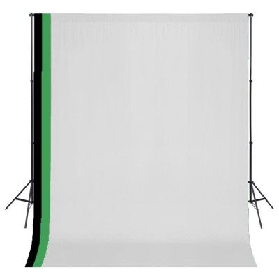 vidaXL Set studio foto cu 3 fundaluri de bumbac, cadru reglabil, 3x3 m foto