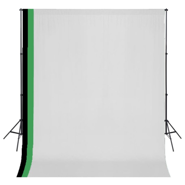 vidaXL Set studio foto cu 3 fundaluri de bumbac, cadru reglabil, 3x3 m
