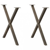 VidaXL Picioare de masă &icirc;n formă de X, 2 buc., oțel natural, 80x(72-73) cm