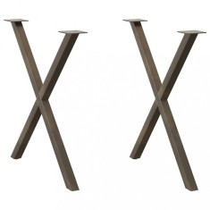 vidaXL Picioare de masă &icirc;n formă de X, 2 buc., oțel natural, 80x(72-73) cm 4012923