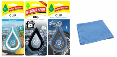 Mix 3 odorizante auto Wunder- Baum Tropical - Black Ice - New Car si Laveta Microfibra foto