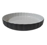 Vas termorezistent rotund, 28&times;4.5 cm, Alb/Gri