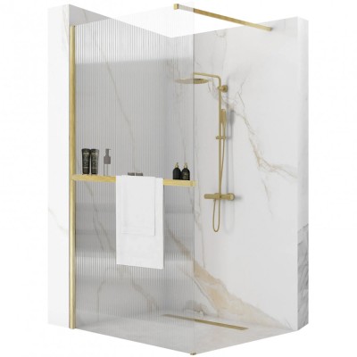 Panou de duș Rea Aero Intimo Gold Brush 120 Walk In + EVO foto