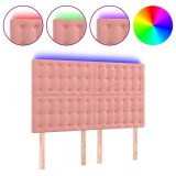 Cumpara ieftin Tablie de pat cu LED, roz, 144x5x118/128 cm, catifea