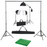 Kit studio foto cu lumini softbox și fundal