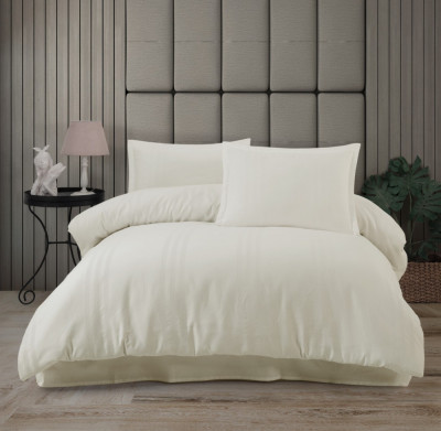 Lenjerie de pat din bumbac 100%, pentru pat dublu, Melkor Cream foto