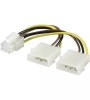 Cablu Adaptor Goobay 2x Molex 5.25&quot; la PCI-Express 6 pini, 15cm, Alimentare Placa Video