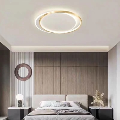 Lustra LED cu telecomanda SOLARA 60W, 2 Cercuri, lumina Rece/Calda/Neutra, Dimabila, Auriu Alb foto