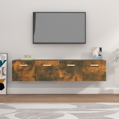 vidaXL Dulapuri de perete, 2 buc., stejar fumuriu, 80x35x36,5 cm, lemn foto
