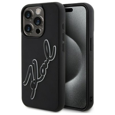 Husa pentru iPhone 15 Pro Max - Karl Lagerfeld 3D Design (KLHCP15X3DRKSDLK) - Rubber Signature foto