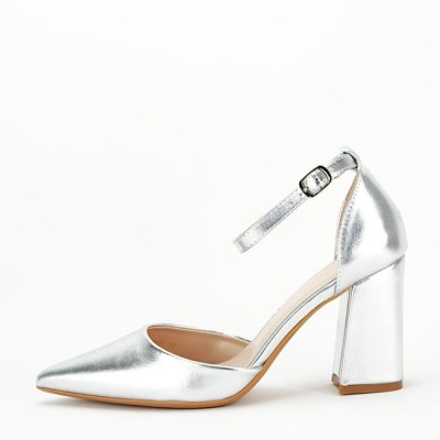 Pantofi argintii eleganti 8707 04 foto