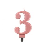 Lumanare aniversara model cifra, roz auriu metalic, 8 cm-Tip Cifra 3