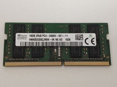Memorie ram Laptop SK Hynix 16GB, DDR4, 2Rx8, PC4-2666V, 2666Mhz, HMA82GS6CJR8N-VK, PC4-21300, CL19, Non-ECC, sodimm, 260 pini foto
