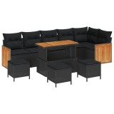 vidaXL Set de canapele pentru grădină cu pernă 10 pcs Negru 3363329