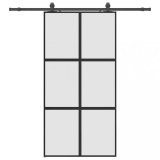 Cumpara ieftin Usa glisanta cu set de feronerie neagra sticla securizata