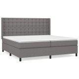Cumpara ieftin Pat box spring cu saltea, gri inchis, 200x200 cm, textil