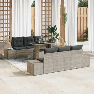 vidaXL Set de canapele pentru grădină 7 pcs Gri deschis și gri &amp;icirc;nchis 3357845 foto