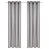 Cumpara ieftin Perdele cu inele metalice, 2 buc., gri, 140 x 245 cm, bumbac