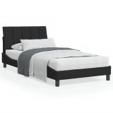Pat cu saltea vidaXL, 100x200 cm, catifea neagra, tablie inclusa, H2/H3