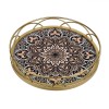 Tavă Servit, Model Mandala, Auriu Maro Nude, 32cm, Metalică, Oem
