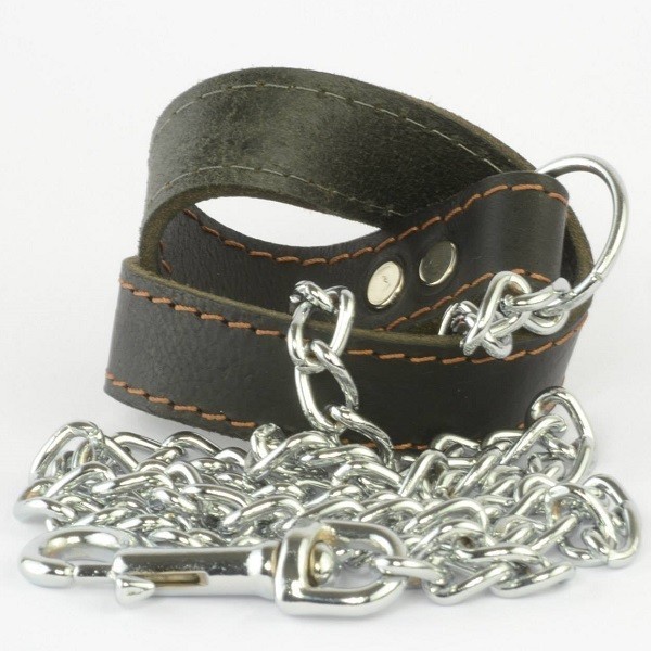 Lesa lant 4 mm/1,20 m &amp; maner piele negru