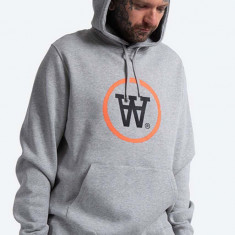 Wood Wood hanorac de bumbac Ian Hoodie bărbați, culoarea gri, cu glugă, cu imprimeu 10135605.2424-GREYMEL