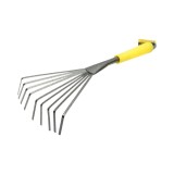 Grebla de gradina evantai cu 9 dinti flexibili, otel carbon, maner ergonomic Crownman