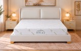 Pat Marvis 180x200 cm Tapitat Catifea Crem cu Somiera Inclusa